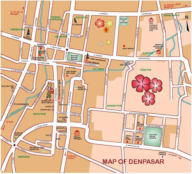 Denpasar City, Map, Bali