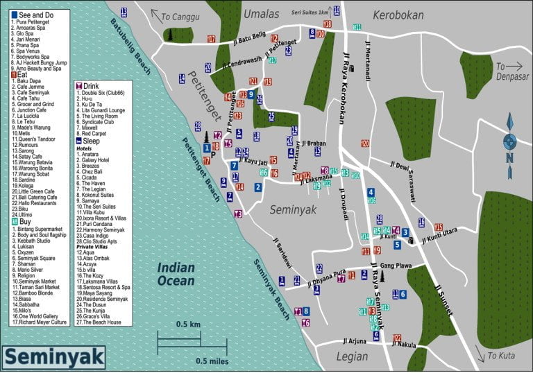 Seminyak MAP | Kuta Bali Tourist Information - Bali Group Organizer