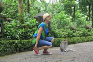 Taking a picture with monkey