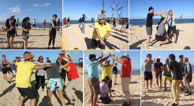 ice breaking, beach team building, team building, bali beach team building, group references, mastercard