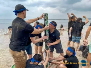 Bali Beach Team Building - Water Tower Game fluence energy, fluence energy group, fluence energy group event, beach team building, bali beach team building, water games, olympic games
