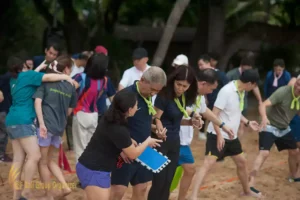 Aurecon Group on Stepping Mat Challenge - Bali Beach Team Building stepping mat challenges, aurecon, aurecon group, beach team building, bali team buidling, incentive trip to bali