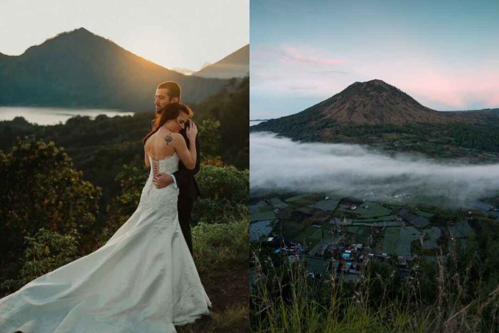 Bali vow renewal, Romantic vow renewal ceremony, Bali couple celebration, mount batur, bali wedding