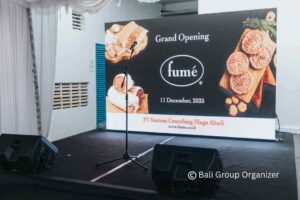 Professional Event Equipment Setup by Bali Group Organizer Fumé Bali, Fumé Bali Grand Opening, Bali Group Organizer, Bali Event Organizer, Bali Rental Event Equipment, Grand Opening Event Bali, Corporate Event Bali