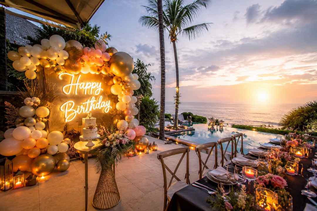Birthday party in Bali, Bali birthday celebration Bali party planner, Bali group organizer, Bali birthday event, Luxury birthday party Bali, Poolside birthday Bali, Bali private party venue, Bali birthday decor, Bali event organizer